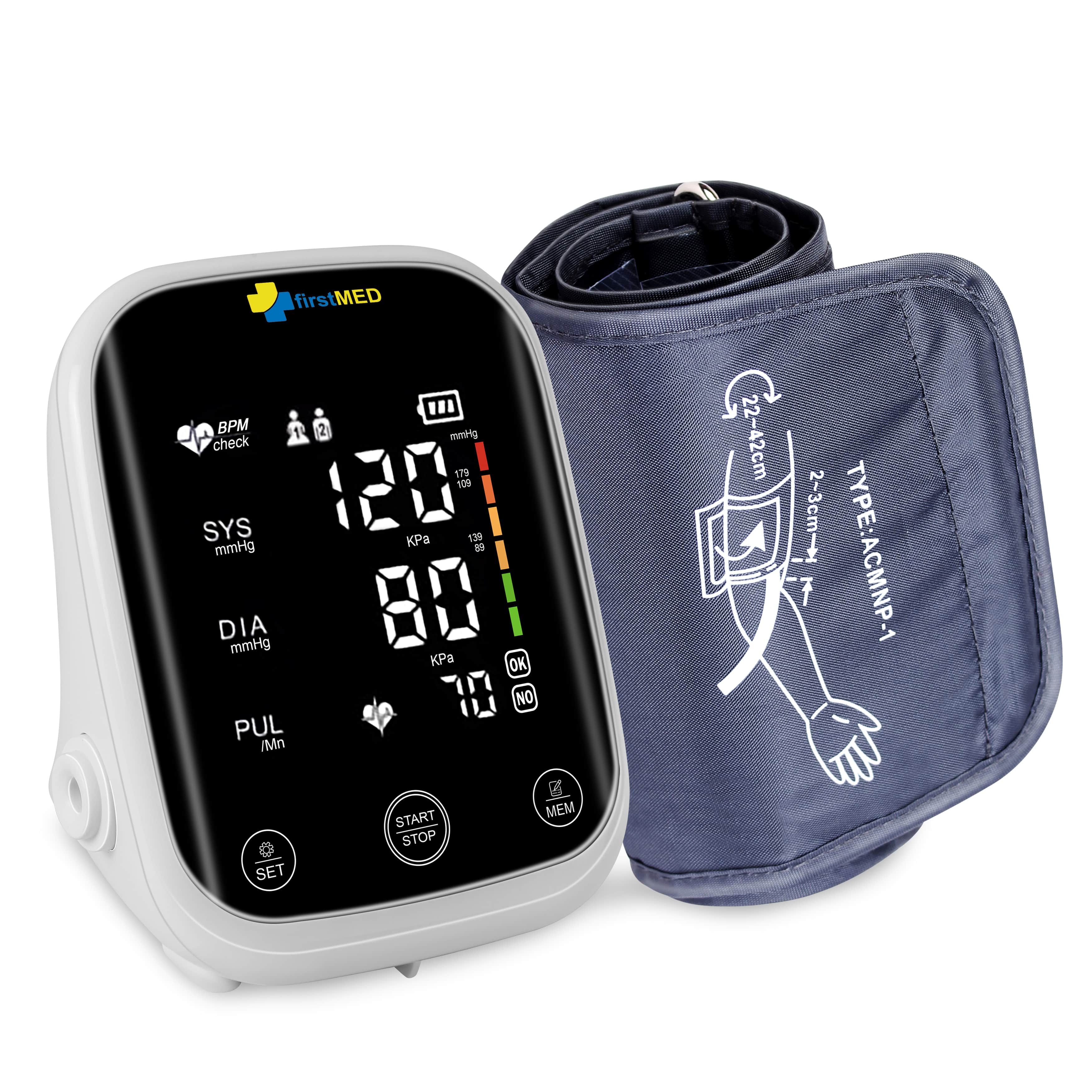 Firstmed Arm' Blood Pressure Monitor Large Display Device Touch Bottan , C Type USB Port FM 03 Bp Monitor