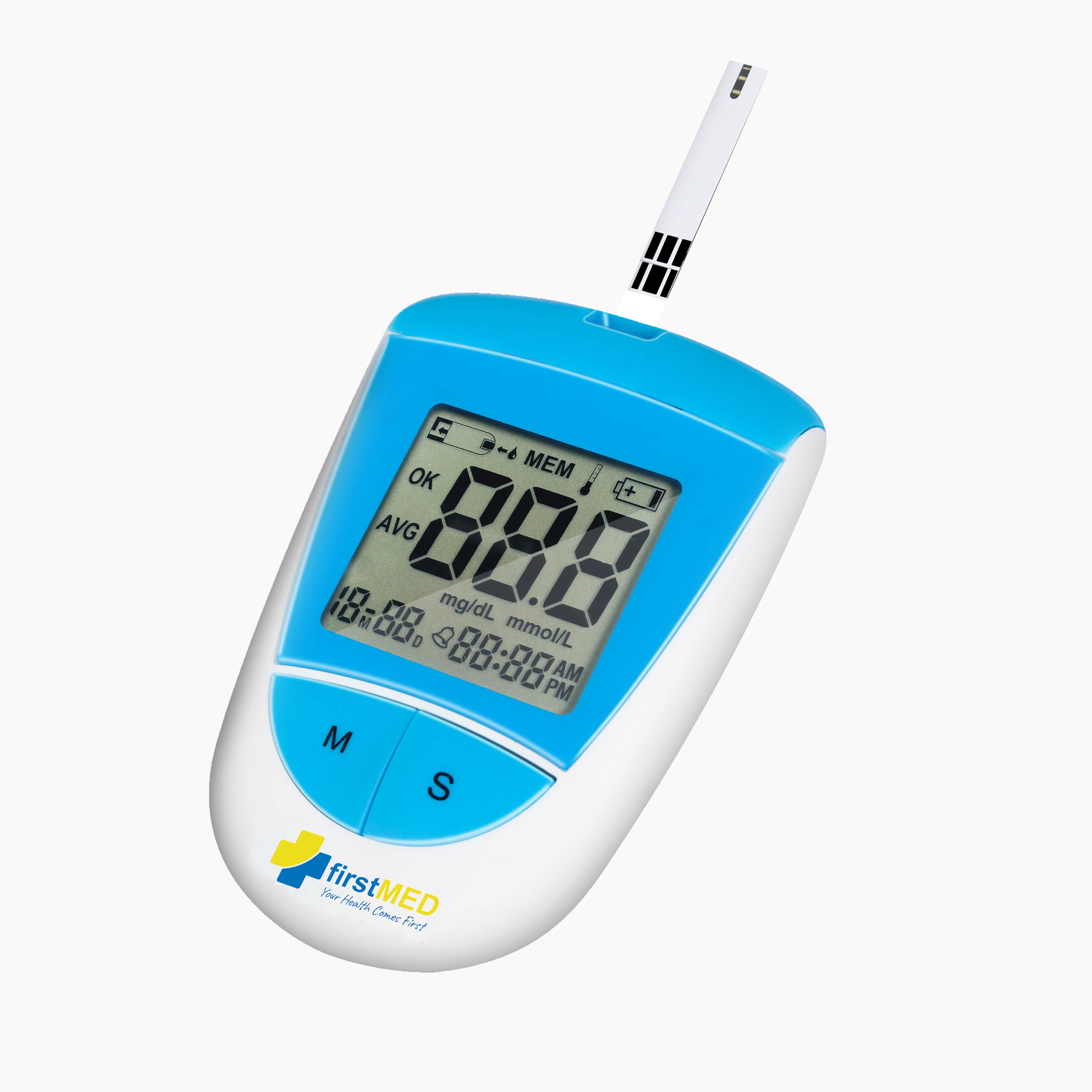 FirstMED Blood Sugar Glucose checking machine With 10 lancets Glucometer BG208