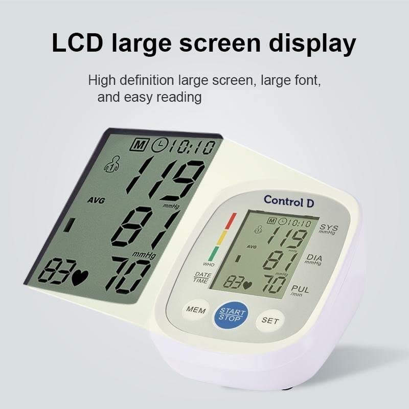 Control D Homely CPort BP Monitor Automatic Accurate Digital Blood Pressure Checking Machine Upper Arm Portable Digital Blood Pressure Monitor BP Machine Power With Micro USB (White, Silver)