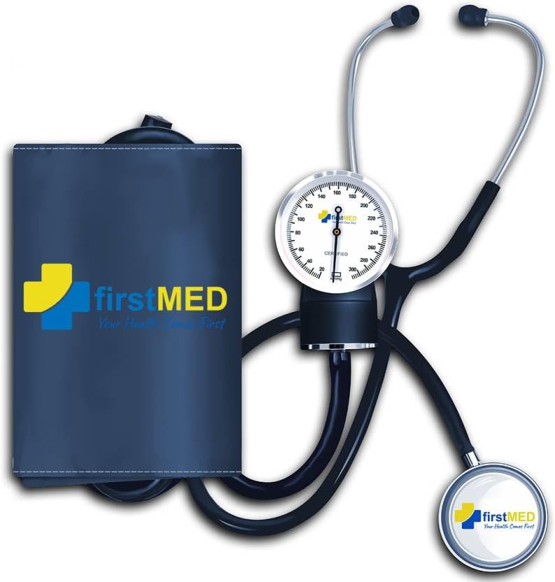 FirstMED FM Series 06 Aneroid Type Manual Blood Pressure Monitor with Stethoscope BP Monitor (Black)