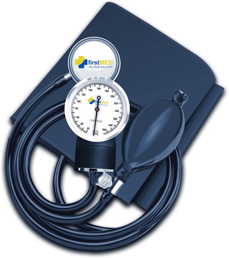 FirstMED FM Series 06 Aneroid Type Manual Blood Pressure Monitor with Stethoscope BP Monitor (Black)