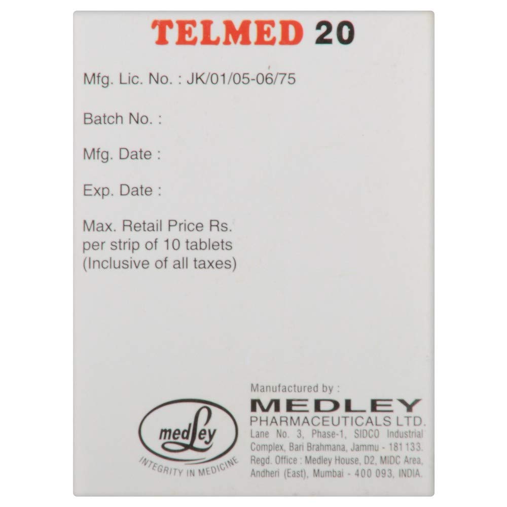 Telmed 20 - Strip of 10 Tablets