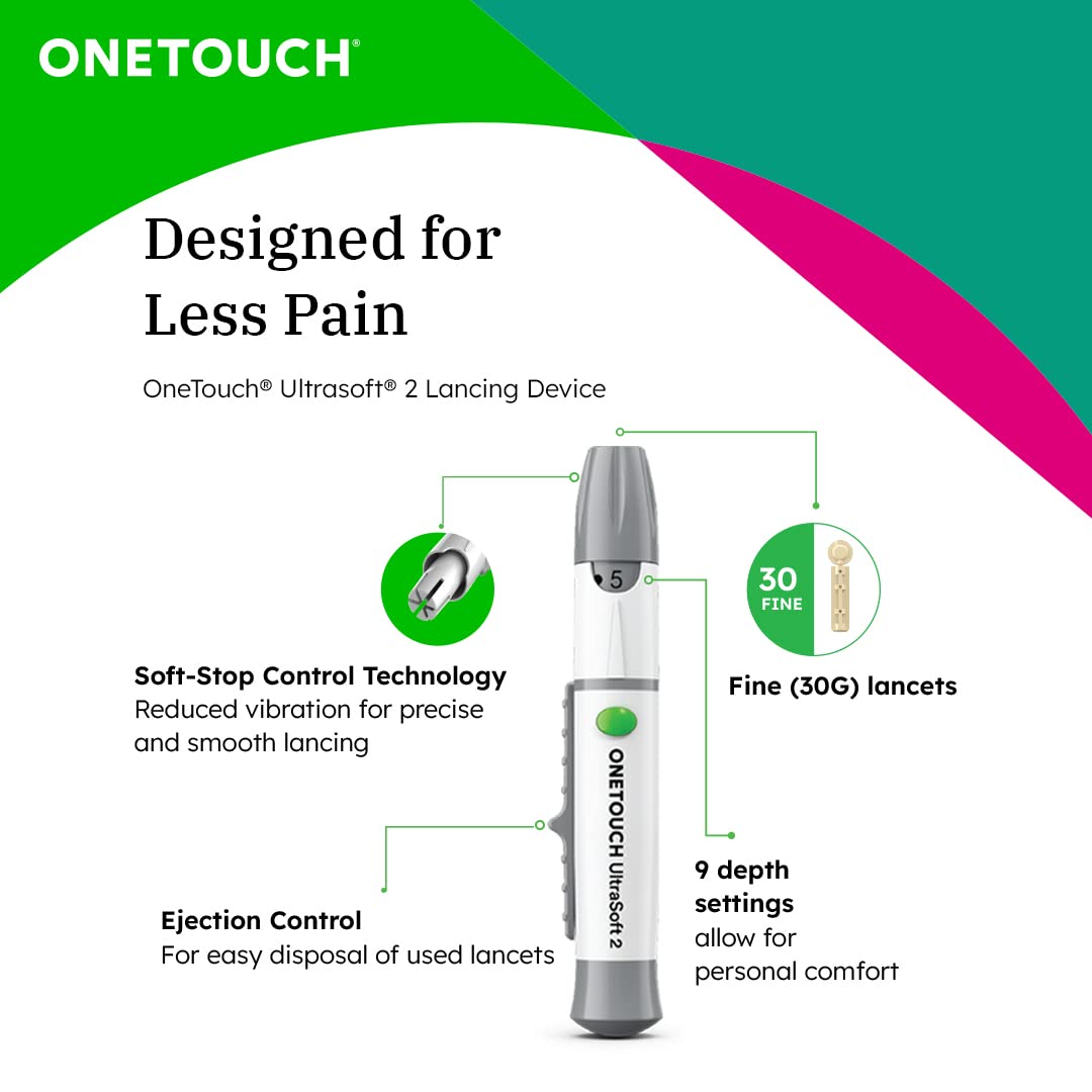 OneTouch Select Plus Simple glucometer machine | Simple & accurate testing of Blood sugar levels at home | Global Iconic Brand | FREE 10 Test Strips + 10 Sterile Lancets + 1 Lancing device