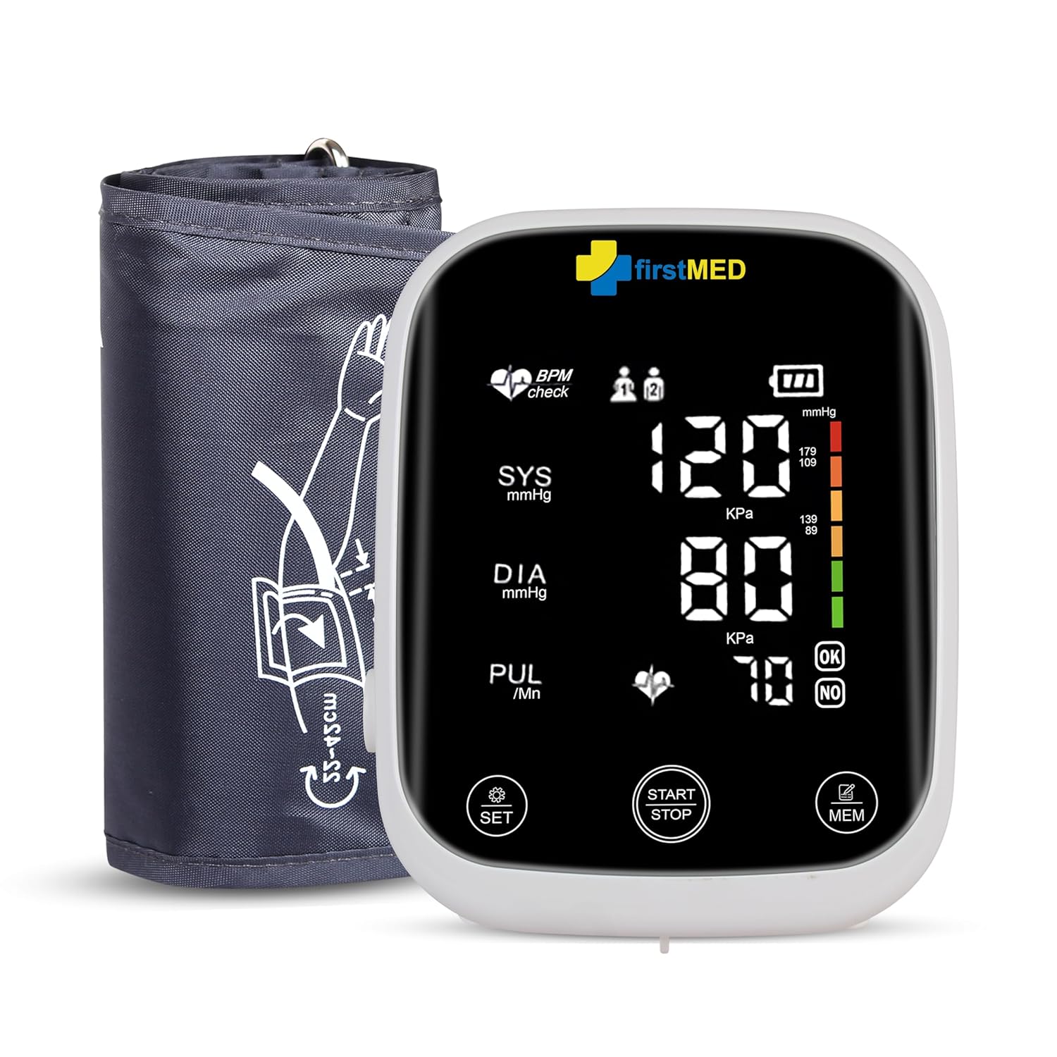 Firstmed FM-03 Automatic Digital Talking Blood Pressure Monitor - Free Thermometer, Accurate Readings, Type-C Charging (Black)